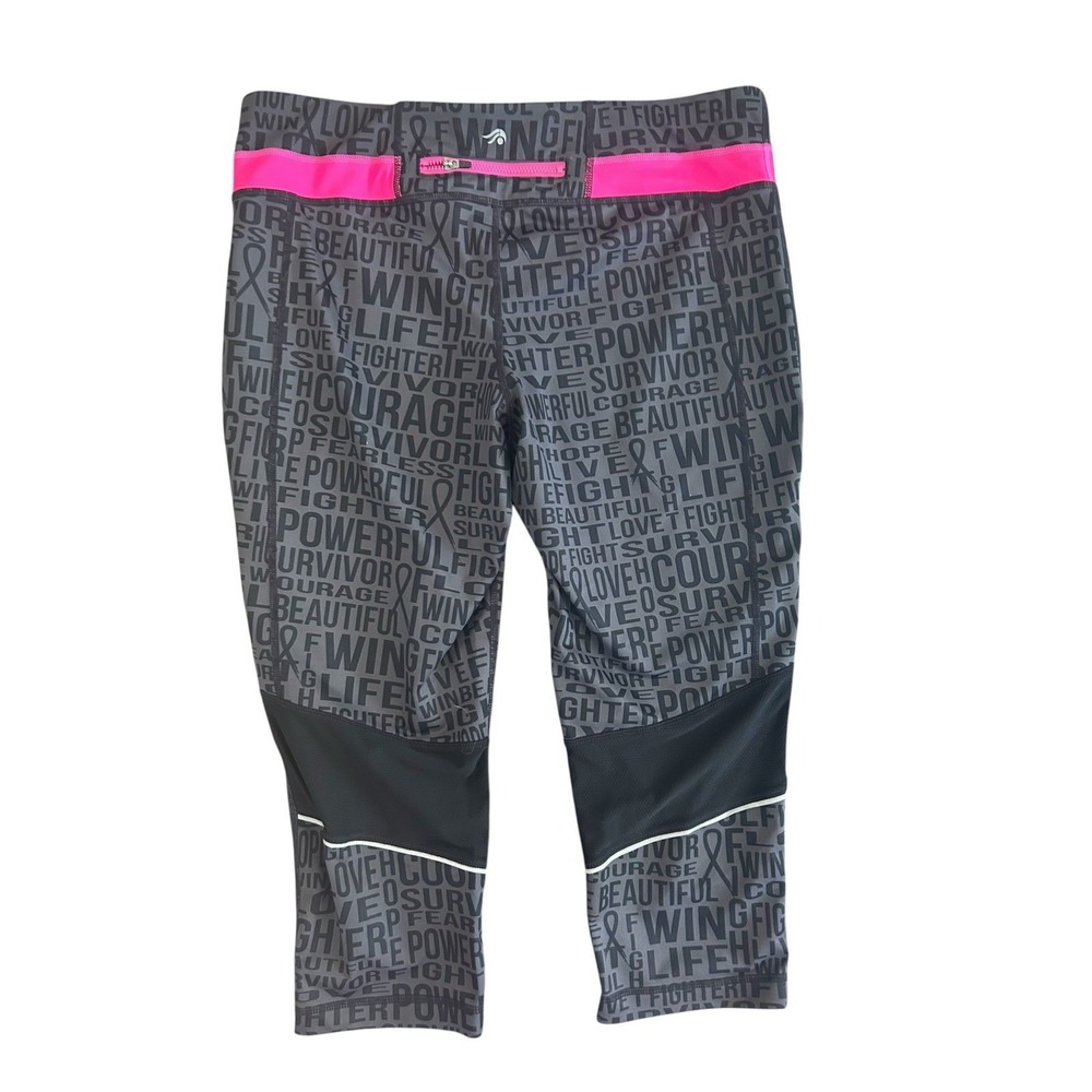 Ideology Breast Cancer Awareness Word Print Athletic Crop Leggings - Size L - Picture 4 of 5